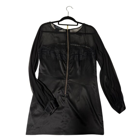 GUESS for MARCIANO Black Silk Satin & Lace Dress, Bewitching, Alluring, Large - Picture 6 of 14